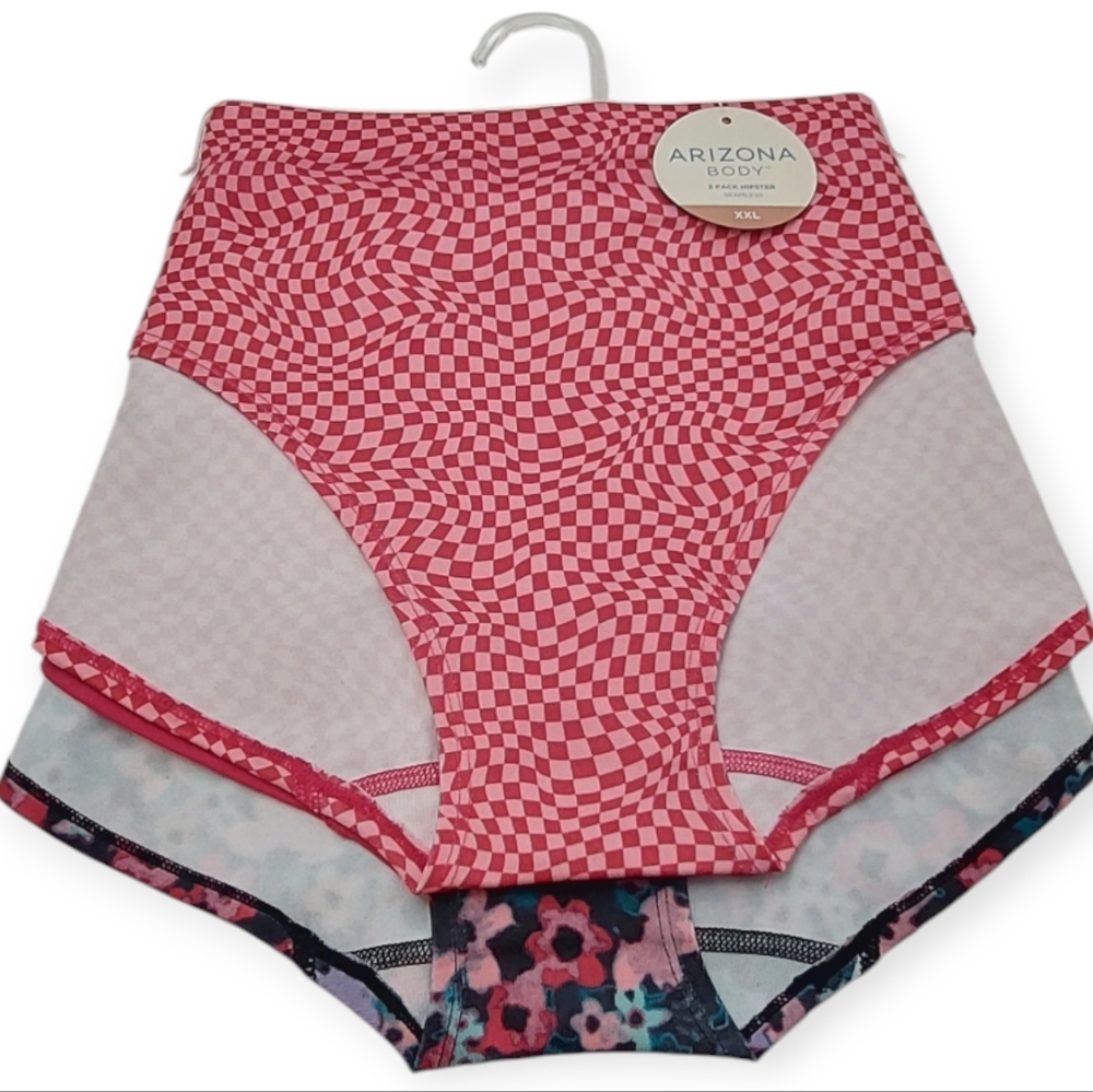 Arizona Body 3 Pack Hipster Panty Women's Size XXL Panties Pink Floral